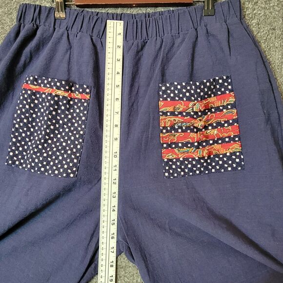 Gracila Pants Womens 4XL Blue Wide Leg Elastic Waist Pull On Tulip Hem Crop - Picture 5 of 15